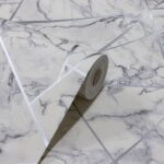 Papel de Parede Vinilico 3d Mármore Cinza c/ Prata PDL0702
