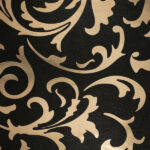 Papel de Parede Floral Preto com Dourado