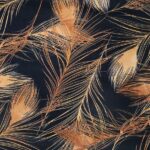 Papel de Parede Floral Preto com Cobre PDF1132