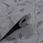 Papel de Parede Vinílico Floral Cinza c/ Brilho PDF5004