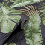 Papel de Parede Vinílico Floral Preto e Verde c/ Brilho PDF9034