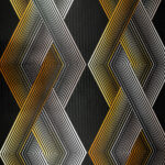 Papel de Parede Geométrico Dourado, Preto e Prata PDG0025