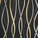 Papel de Parede Vinílico Preto com Ondas Cinza e Dourada PDG1023