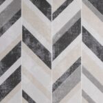Papel de Parede Geométrico Off White com Preto e Bege com Brilho PDG3502