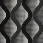 Papel de Parede Vinílico 3D Geométrico Ondas Preto e Prata