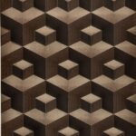 Papel de Parede Vinílico 3D Geométrico Cubos Marrom