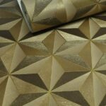 PAPEL DE PAREDE VINÍLICO GEOMÉTRICO DOURADO 3D-PDG8804-COL.VERSAILLES