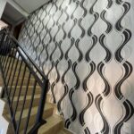 Papel de Parede Geométrico 3D Ondas Prata com Preto